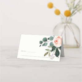 Chic Eucalyptus Blush Roos Pink Floral Weddenschap Plaatskaartje