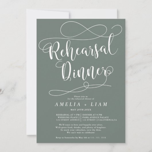 Chic eucalyptus calligraphy repetial diner kaart (Voorkant)
