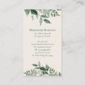 Chic Eucalyptus Fern Monogram met Creamy Ecru Visitekaartje (Achterkant)