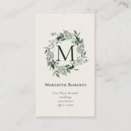 Chic Eucalyptus Fern Monogram met Creamy Ecru Visitekaartje