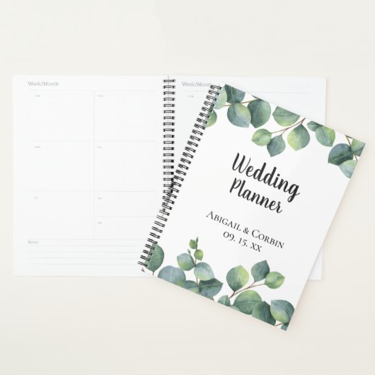 Chic Eucalyptus gebladerte gepersonaliseerde bruil Planner (Display)