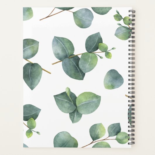 Chic Eucalyptus gebladerte gepersonaliseerde bruil Planner (Achterkant)