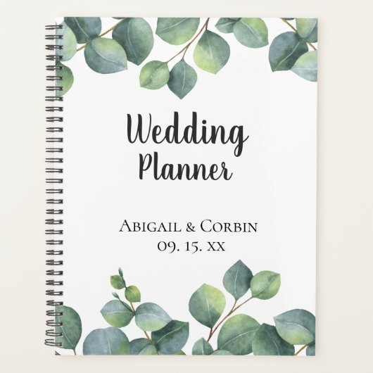 Chic Eucalyptus gebladerte gepersonaliseerde bruil Planner (Voorkant)