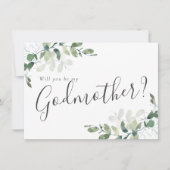 Chic Eucalyptus Godmoeder Voorstel Kaart (Voorkant)