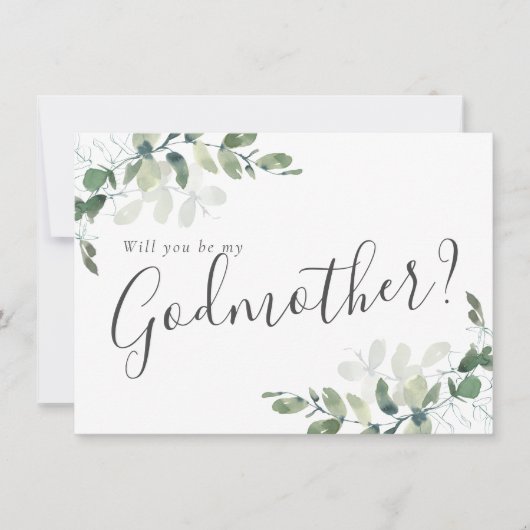 Chic Eucalyptus Godmoeder Voorstel Kaart (Voorkant)
