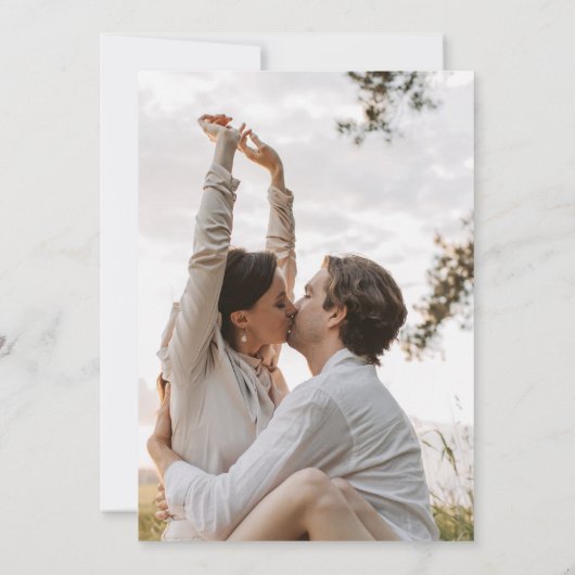 Chic Eucalyptus Gold Greenery Foto Wedding Kaart (Achterkant)