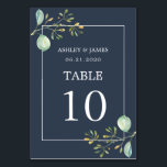 Chic Eucalyptus Green Navy Blue Botanical Wedding Kaart<br><div class="desc">Elegante trouwtafel nummerkaart met een eucalyptus gebladerte botanisch ontwerp op een chique donkerblauwe achtergrond. Voeg gewoon uw trouwgegevens toe. Als u hulp of bijpassende producten nodig hebt,  neem dan contact met ons op via onze winkel. We helpen je graag om van je bruiloft de mooiste dag te maken!</div>