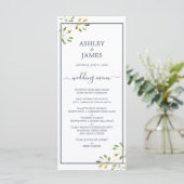 Chic Eucalyptus Green Navy Blue Botanical Wedding Menu (Staand voorkant)