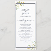 Chic Eucalyptus Green Navy Blue Botanical Wedding Menu (Voorkant)
