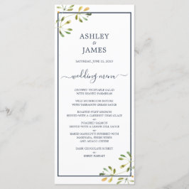 Chic Eucalyptus Green Navy Blue Botanical Wedding Menu