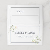 Chic Eucalyptus Green Navy Blue Botanical Wedding Plaatskaartje (Buitenkant ongevouwen)