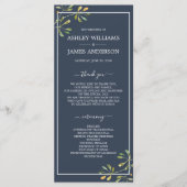 Chic Eucalyptus Green Navy Blue Botanical Wedding Programmakaart (Voorkant)