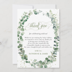 Chic Eucalyptus Greenery Baby shower Birthday  Bedankkaart