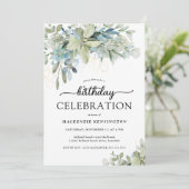 Chic Eucalyptus Greenery Birthday Celebration Kaart (Staand voorkant)