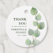 Chic Eucalyptus Greenery & Gold Hartelijk dank Bedankjes Labels (Voorkant)
