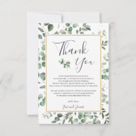 Chic Eucalyptus Greenery Gold Rectangle Wedding Bedankkaart