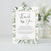 Chic Eucalyptus Greenery Gold Rectangle Wedding Bedankkaart (Staand voorkant)