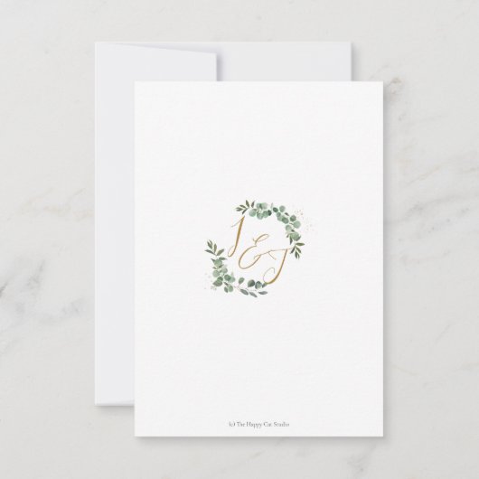 Chic Eucalyptus Greenery Gold Rectangle Wedding Bedankkaart (Achterkant)