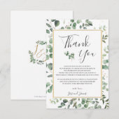 Chic Eucalyptus Greenery Gold Rectangle Wedding Bedankkaart (Voorkant / Achterkant)