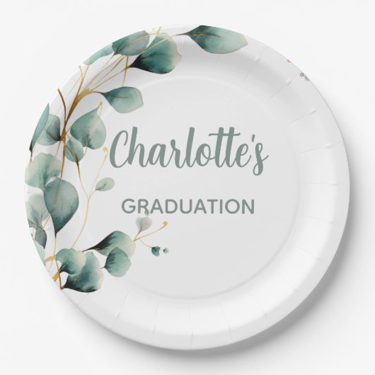Chic Eucalyptus Greenery Graduation Papieren Bordje (Voorkant)