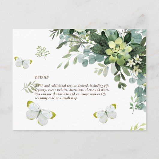 Chic Eucalyptus Greenery Leaves Emerald Wedding Briefkaart (Achterkant)