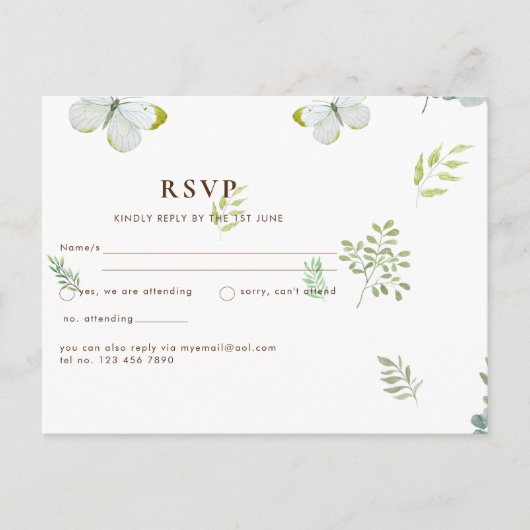 Chic Eucalyptus Greenery Leaves Emerald Wedding Briefkaart (Voorkant)