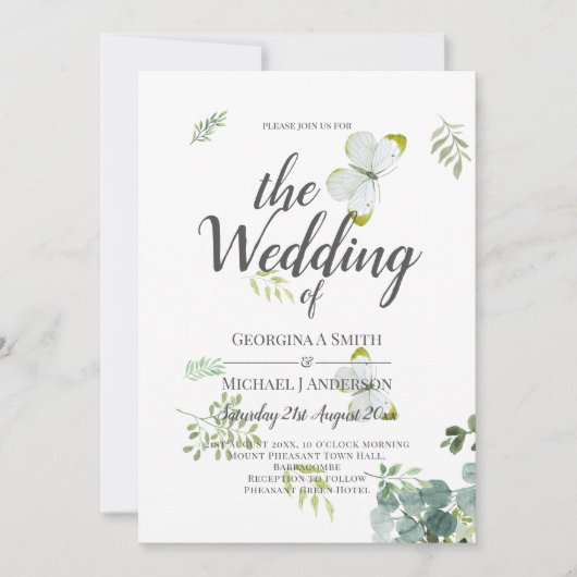 Chic Eucalyptus Greenery Leaves Emerald Wedding Kaart (Voorkant)