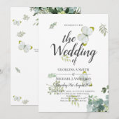 Chic Eucalyptus Greenery Leaves Emerald Wedding Kaart (Voorkant / Achterkant)