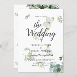 Chic Eucalyptus Greenery Leaves Emerald Wedding Kaart