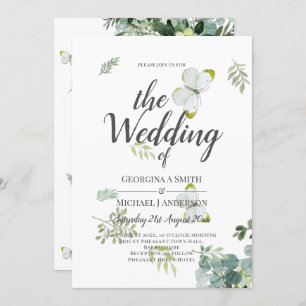 Chic Eucalyptus Greenery Leaves Emerald Wedding Kaart
