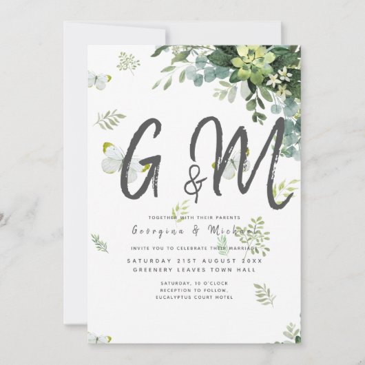 Chic Eucalyptus Greenery Leaves Emerald Wedding Kaart (Voorkant)