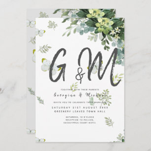 Chic Eucalyptus Greenery Leaves Emerald Wedding Kaart