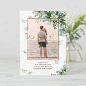 Chic Eucalyptus Greenery Leaves Emerald Wedding Save The Date (Staand voorkant)