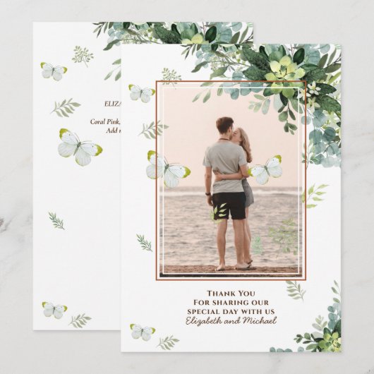 Chic Eucalyptus Greenery Leaves Emerald Wedding Save The Date (Voorkant / Achterkant)