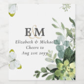 Chic Eucalyptus Greenery Leaves Emerald Wedding Wijn Etiket (Enkel label)