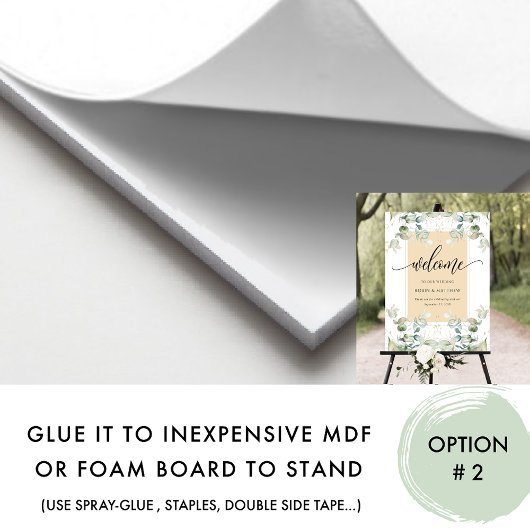 Chic, Eucalyptus Greenery Welkome Beige Tan Sign Poster