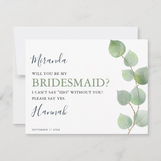 Chic Eucalyptus Greenery zal mijn Bridesmaid zijn (Voorkant)