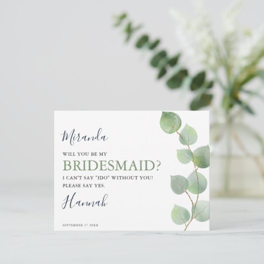 Chic Eucalyptus Greenery zal mijn Bridesmaid zijn (Staand voorkant)