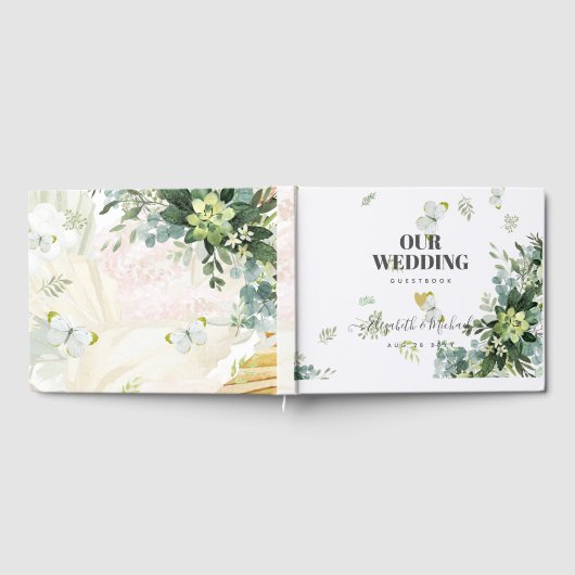 Chic Eucalyptus Groene Bladeren Smaragd Bruiloft Gastenboek (Volledig)