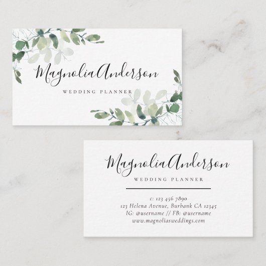 Chic Eucalyptus Leaves Visitekaartje (Voorkant / Achterkant)