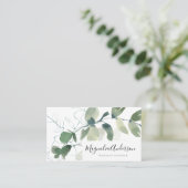 Chic Eucalyptus Leaves Visitekaartje (Staand voorkant)