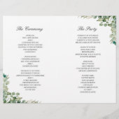 Chic Eucalyptus leest DIY Folded Wedding Program (Achterkant)