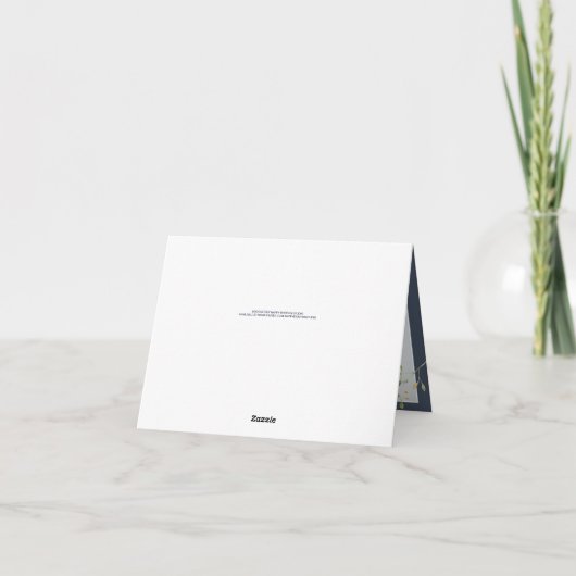 Chic Eucalyptus Loof Navy Blauw Trouwfoto Bedankkaart (Achterkant)