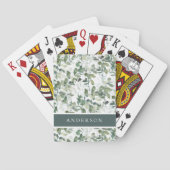 Chic Eucalyptus Monogram Naam Pokerkaarten (Achterkant)