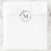 Chic Eucalyptus Monogram Return Address Ronde Sticker (Tas)