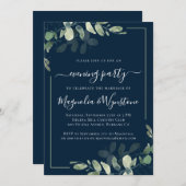 Chic Eucalyptus Navy Blue Wedding Reception Kaart (Voorkant / Achterkant)