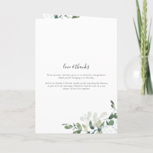 Chic Eucalyptus Order of Ceremony Wedding Programma (Achterkant)