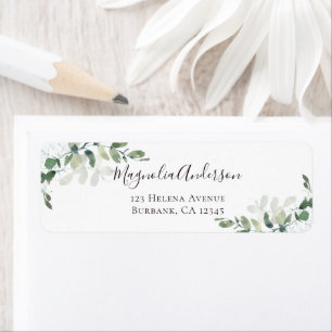 Chic Eucalyptus Weduwingadres Etiket