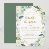 Chic Eucalyptus White Roses Spaans Vrijgezellenfee Kaart (Voorkant / Achterkant)