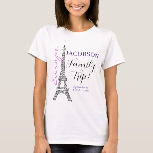 Chic Europe Paris Eiffel Tower Family Trip T-shirt (Voorkant)